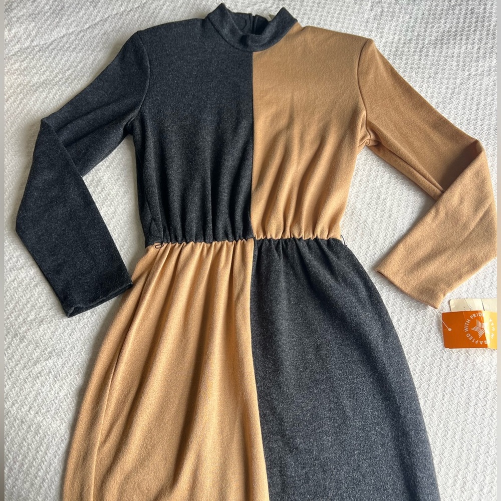 Vtg 80s Colorblock pencil secretary dress